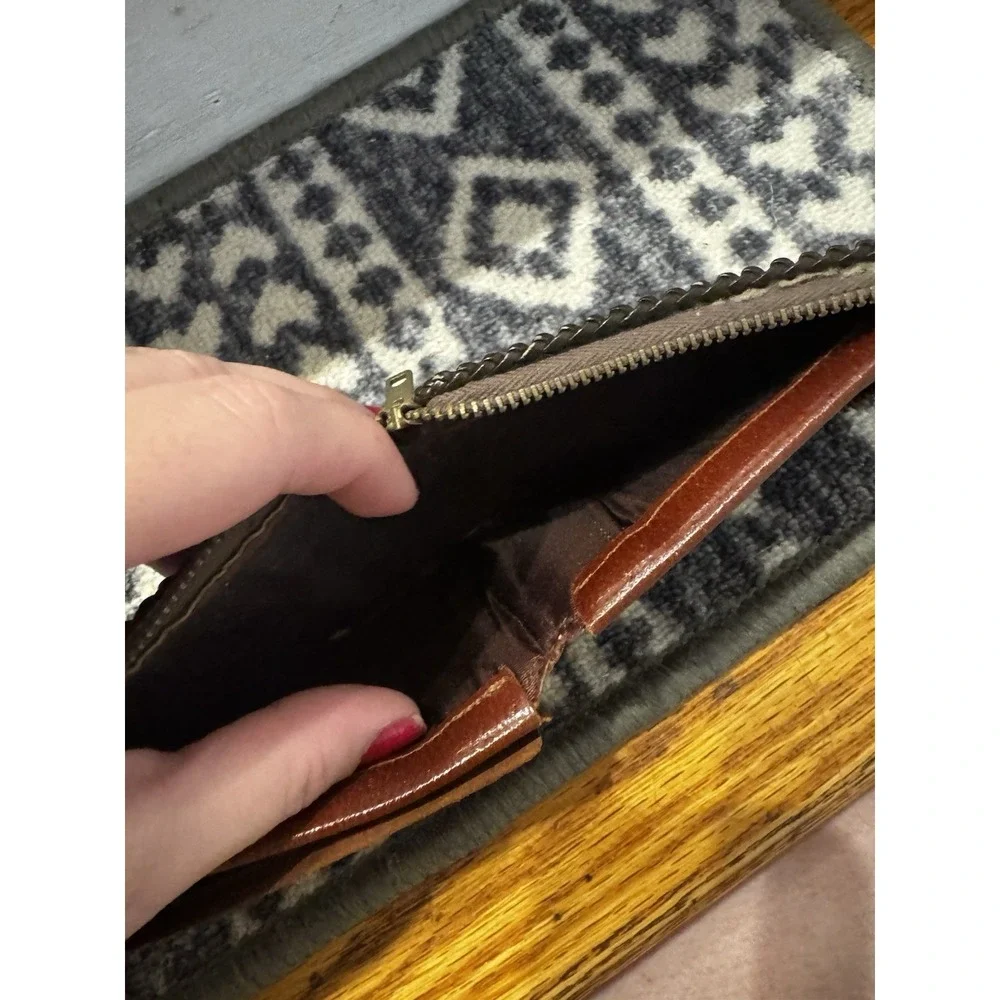 Vintage Brown Braided‎ Zip Wallet English Pigskin Unisex 50s/60s